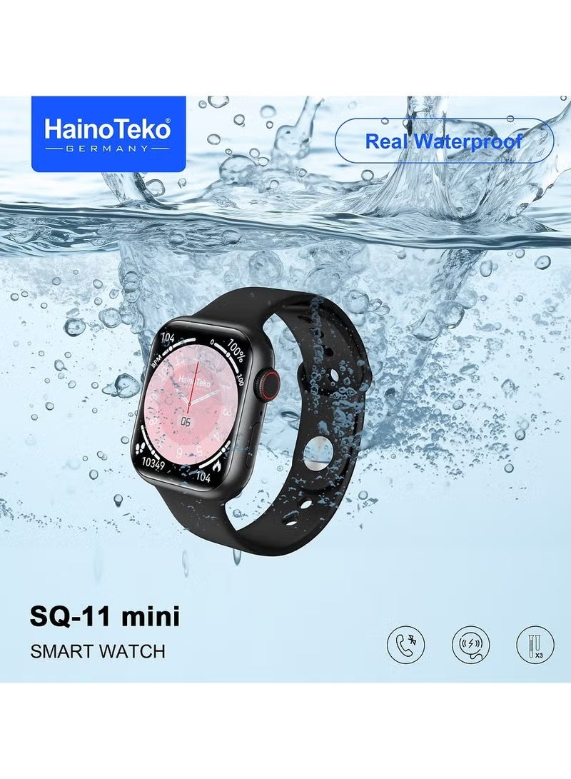 Haino Teko SQ-11 Mini Smart Watch with AMOLED Display, Waterproof Design, Health & Fitness Tracking, Touch Screen, Bluetooth Calling Support, Includes 3 Pairs of Replaceable Straps - Image 4